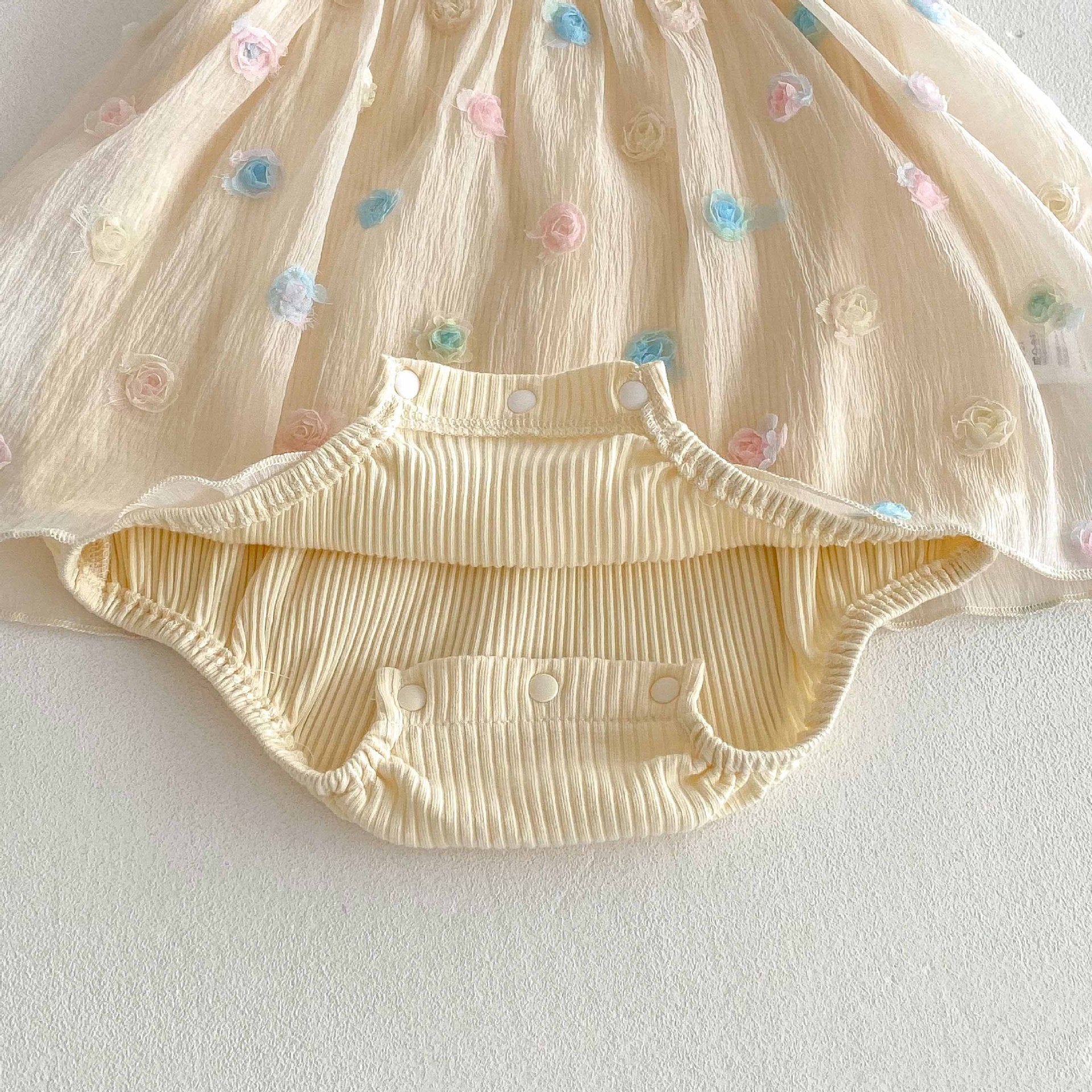 Summer Arrival Baby Girls Colorful Flowers Pattern Strap Onesies