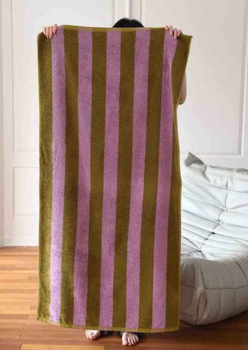 Ultra Soft Absorbent Retro Stripe Bath Towel - 100% Organic Premium